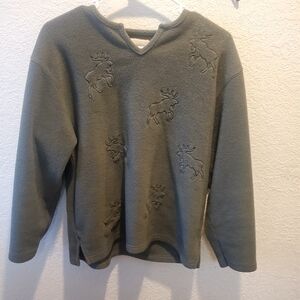 Green Moose Embroidered Sweater